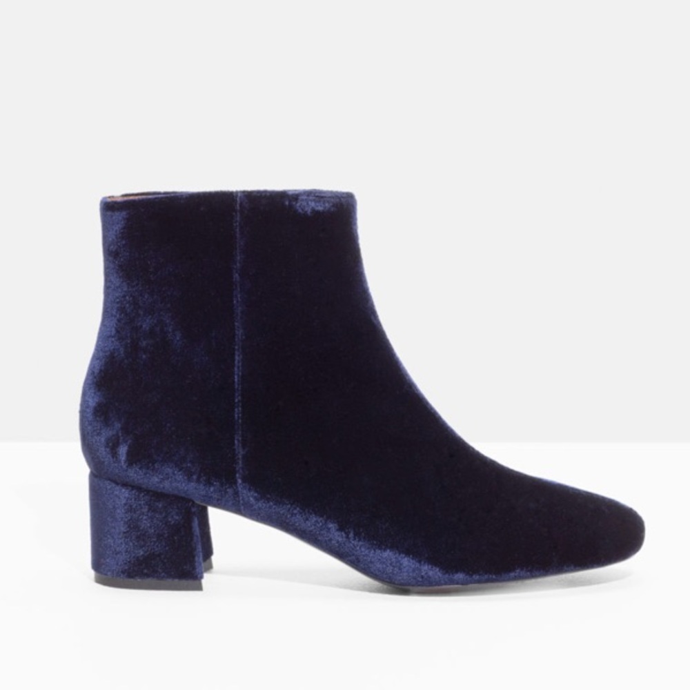 “And Other Stories” Blue Velvet Ankle boots